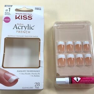 KISS Acrylic French Nails - Classic White Tips Medium Length. New. Box torn.